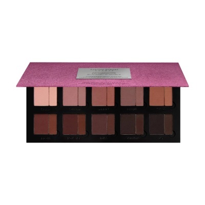 Paleta de sombras com tampa rosa e 14 tons variados