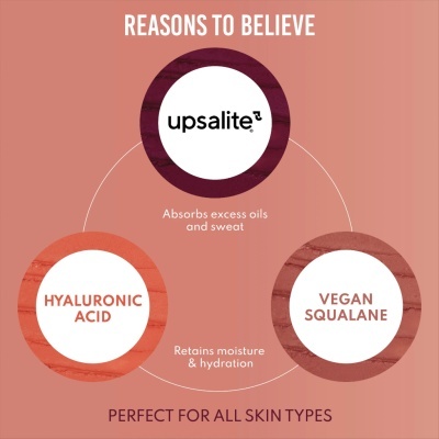 Gráfico informativo com texto sobre ingredientes e benefícios para cuidados da pele