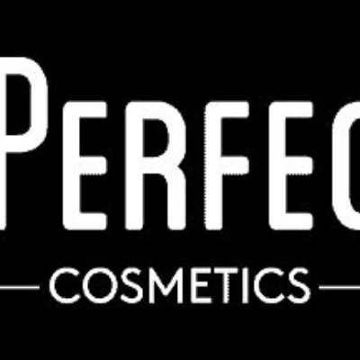 Logotipo branco no fundo preto com texto bPerfect COSMETICS.
