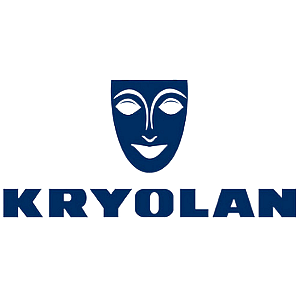 Logótipo azul da KRYOLAN com máscara estilizada e texto