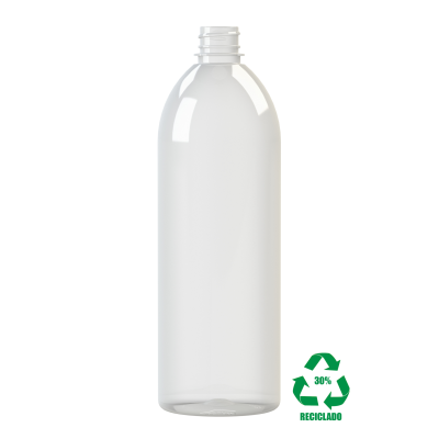 Frasco rPET(30%) 1000ml M1 cilíndrico 28/410 INV c/anel 45gr