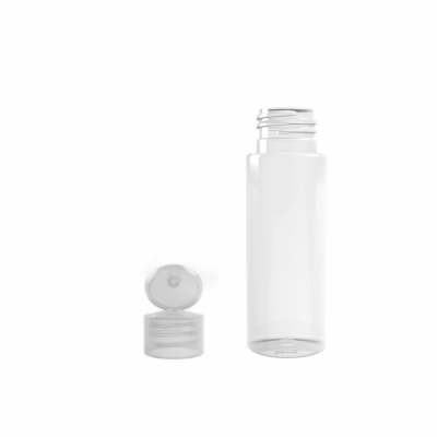 Conjunto 500 Frascos PET 50ml M4 cilíndrico 24/410 + Tampa Flip-Top