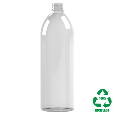Frasco rPET(100%) 1000ml M1 cilíndrico 28/410 INV c/anel 45gr