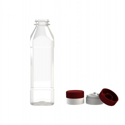 Conjunto 220 Unidades Garrafa PET 250ml quadrada 29-21 + Tampa Dupla