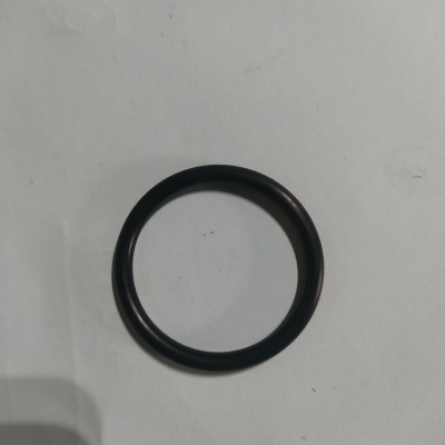 Anel O-ring preto de borracha sobre fundo branco