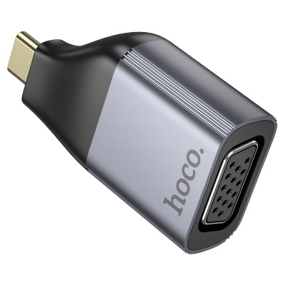 Adaptador USB-C para VGA Hoco em preto e cinza