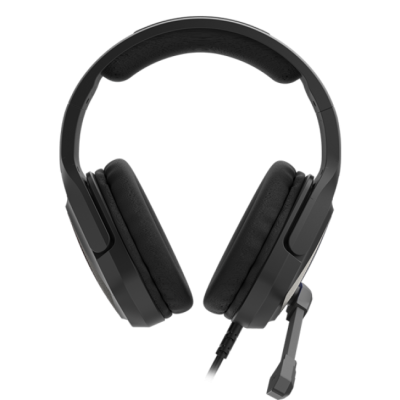 Headphones over-ear pretos com microfone ajustável