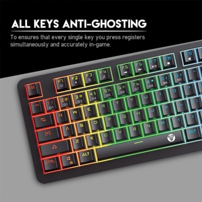 Teclado mecânico preto com iluminação RGB