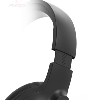 Auscultadores de cabeça preto e cinza com arco ajustável