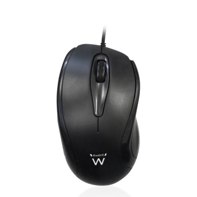 Rato de computador preto com fio e roda de scroll