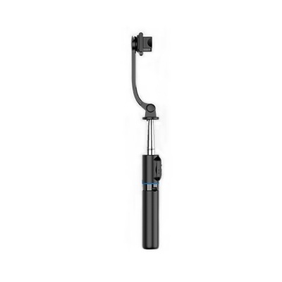 Selfie stick preto com suporte ajustável para smartphone