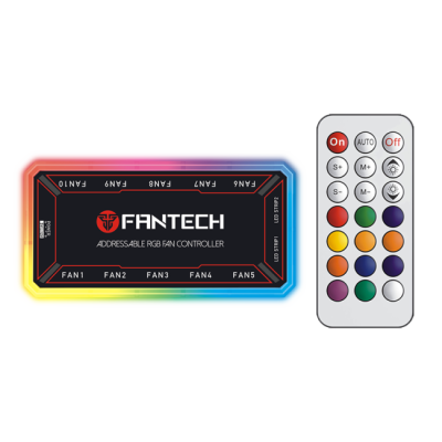 Controlador de ventoinhas RGB Fantech com iluminação e telecomando branco colorido
