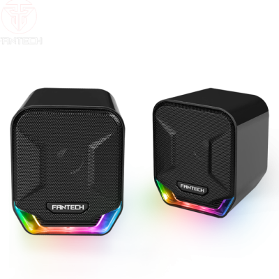 Par de colunas Fantech pretas com iluminação RGB