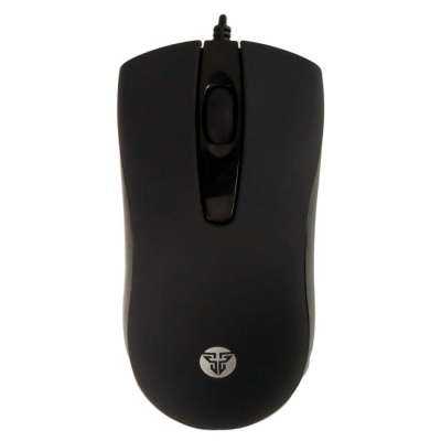 Rato de computador preto com rolete e logótipo branco