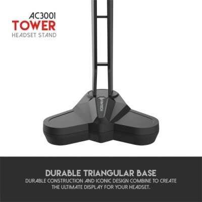 Suporte para auscultadores TOWER AC3001 com base triangular preta