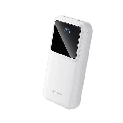 Power bank branco VENTION com ecrã digital a mostrar 100%