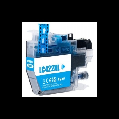 Cartucho de tinta cyan LC422XL com embalagem transparente e texto azul e branco