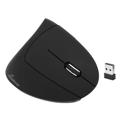 Mouse ergonómico vertical preto com transmissor USB