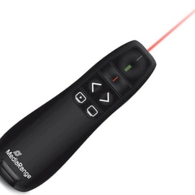 Controle remoto preto MediaRange com feixe laser vermelho e botões