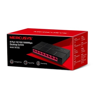Embalagem do switch MERCUSYS 8-Port 10/100/1000Mbps