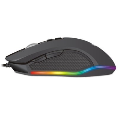 Rato de computador preto com iluminação LED multicolor