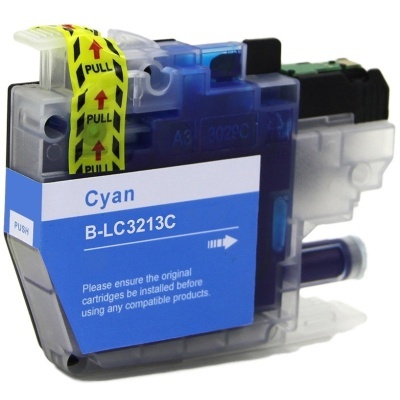 Cartucho de tinta ciano para impressora com etiqueta azul e faixa amarela PULL