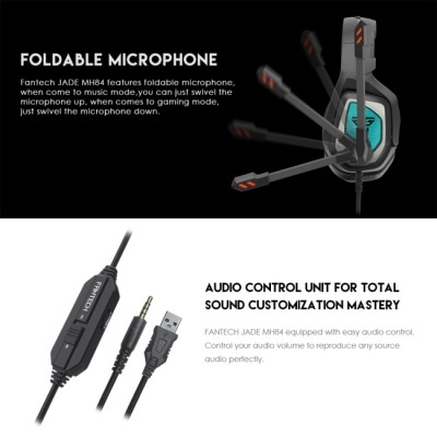 auscultadores Fantech JADE MH84 com microfone dobrável e controlo de áudio