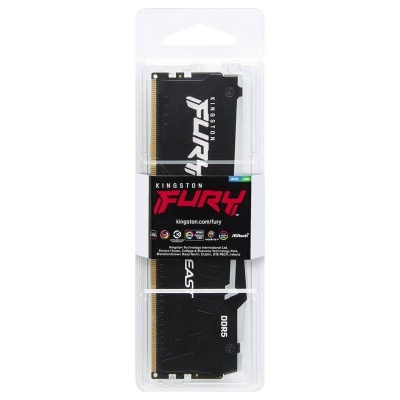 Memória RAM Kingston Fury DDR5 com dissipador preto na embalagem