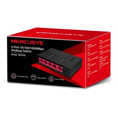 Caixa do switch de mesa MERCUSYS 5 portas 10/100/1000Mbps modelo MS105G