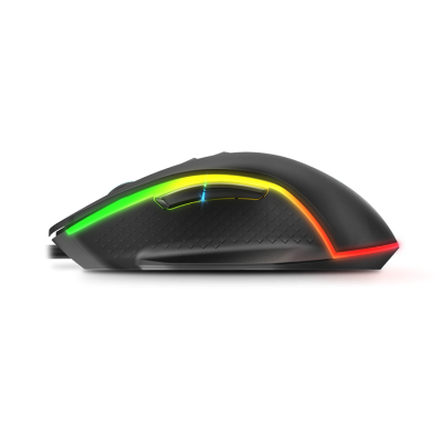 Rato de computador preto com iluminação RGB em várias cores