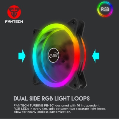 Ventoinha de computador FANTECH com iluminação RGB e anéis de luz duplos