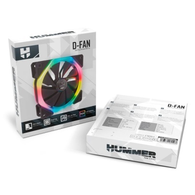 Ventoinha para computador Hummer D-FAN com iluminação RGB e embalagem branca