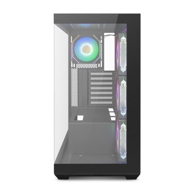 Caixa de computador transparente com ventoinhas coloridas LED e painel lateral de vidro