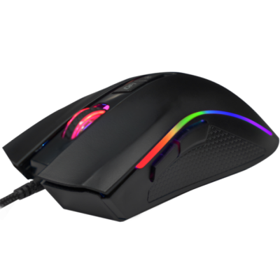 Rato de computador preto com luzes LED multicoloridas