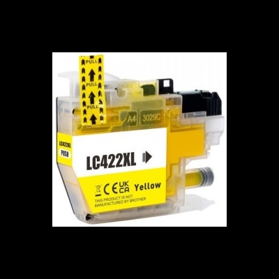 Cartucho de tinta amarelo LC422XL transparente com etiquetas amarelas e pretas