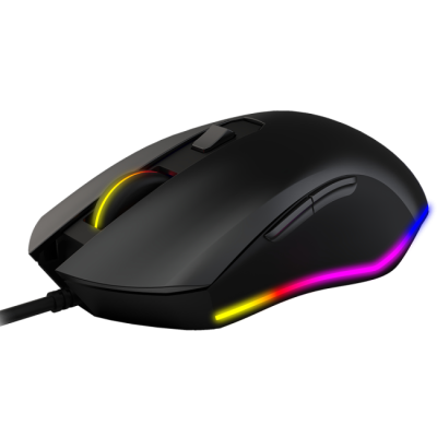 Rato de computador preto com iluminação RGB colorida