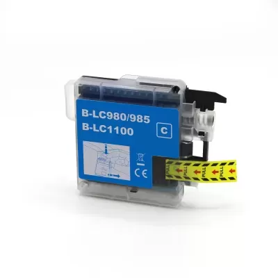 Cartucho de tinta azul para impressora com etiqueta azul e etiqueta amarela PULL