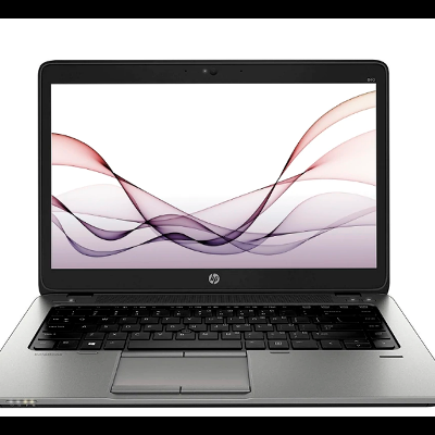 Portátil HP cinza metálico com teclado preto e ecrã com padrão de ondas coloridas