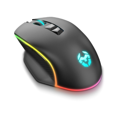 Rato de computador preto com luzes LED RGB e botão DPI