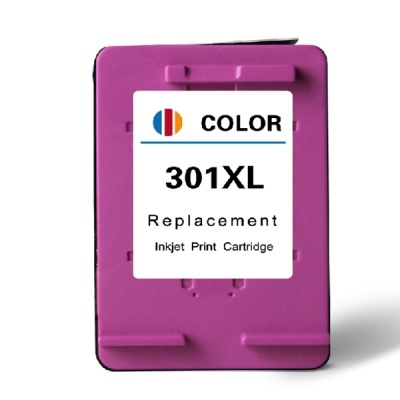 Cartucho de tinta 301XL de cor roxa com etiqueta branca