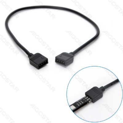 Cabo adaptador preto de 4 pinos para fita de luz LED