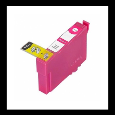 Cartucho de tinta magenta para impressora com etiqueta de instruções