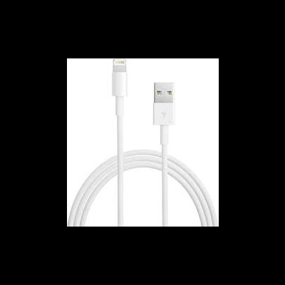 Cabo de carregamento branco com conector Lightning e USB tipo A.