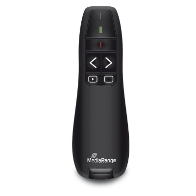 Comando remoto preto MediaRange com botões brancos e indicadores LED