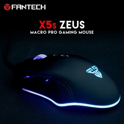Rato gaming FANTECH X5s ZEUS preto com iluminação LED azul