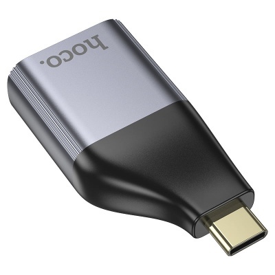 Adaptador USB Type-C Hoco cinza e preto