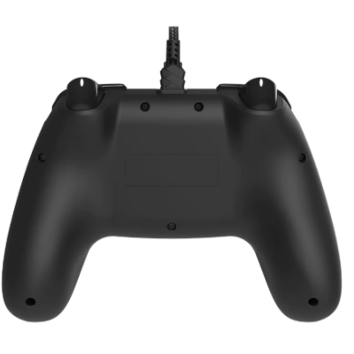 Comando de videojogo preto com cabo