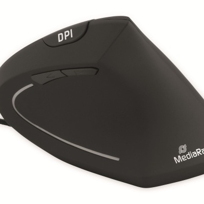 Rato vertical preto MediaRange com botão DPI e cabo USB