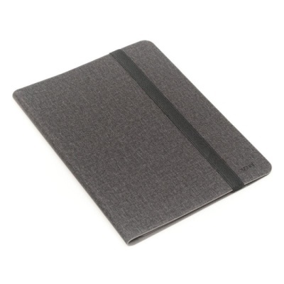 Pasta cinzenta em tecido com elástico preto