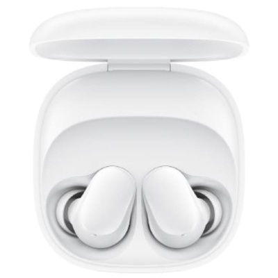 Auscultadores TWS brancos na caixa de carregamento aberta